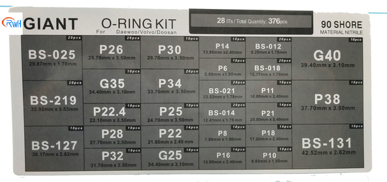 Glande géante NBR O Ring Box Black For Excavator Daewoo Doosan